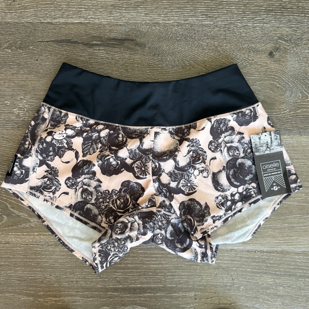 Oiselle Women's Roga Shorts Rose Pink Black Size 2